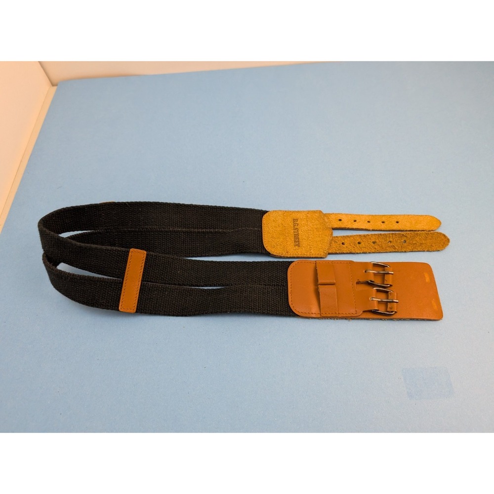 Women's BG Street Black Brown Leather Belt 31" Small Double Strap